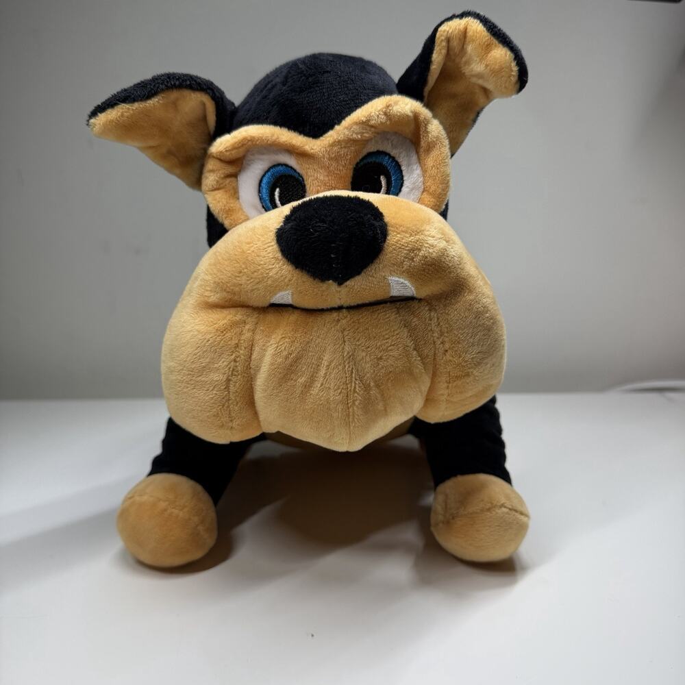 Black and Tan Bulldog Plush Stuffed Animal 8"